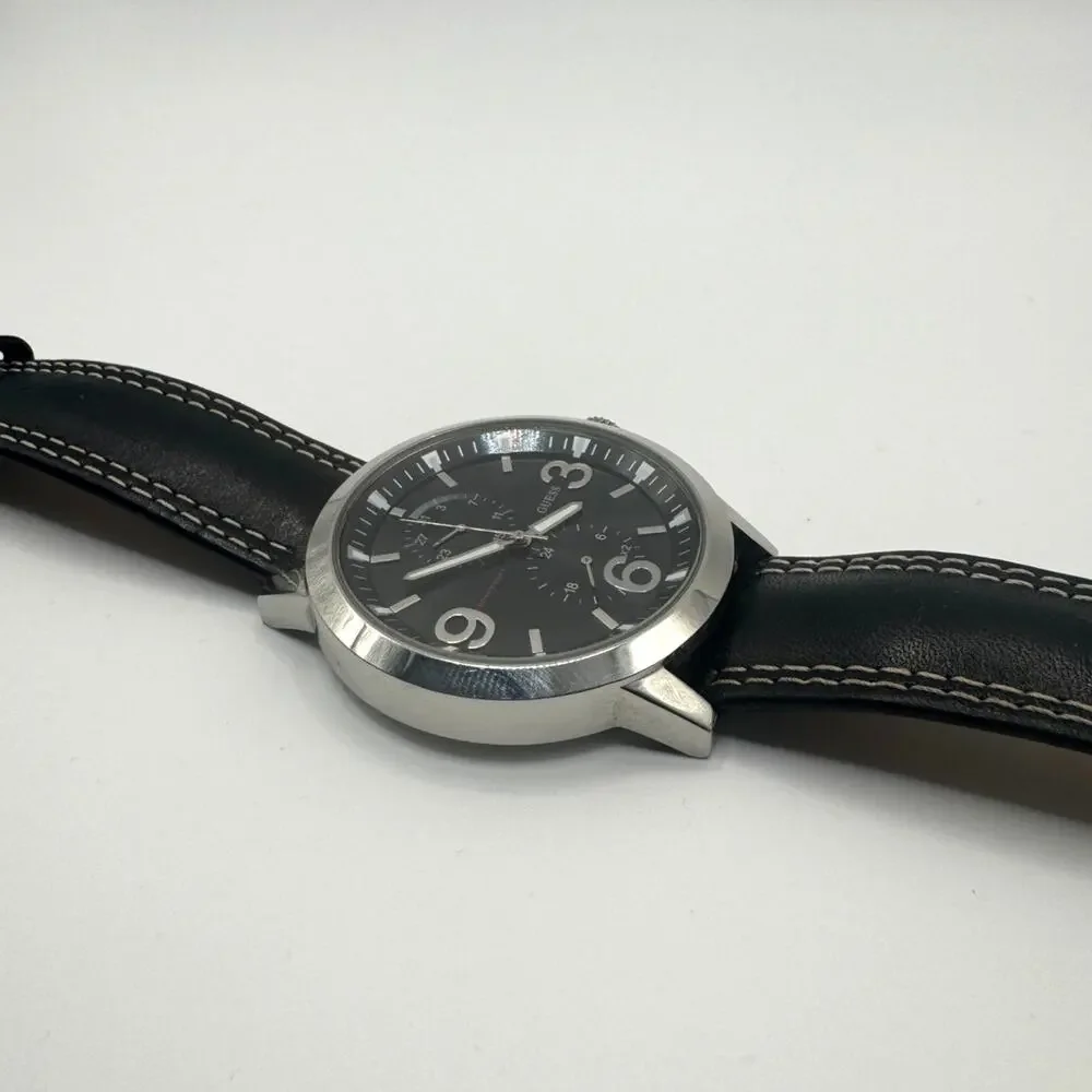 GUESS Men’s Chronograph Watch –‎ Black Dial & Leather Strap